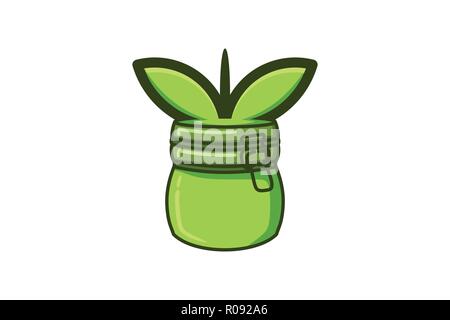 Jar and seed Logo Designs Inspiration Isolated on White Background Stock Vector