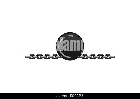 handcuffs and iron balls Logo Designs Inspiration Isolated on White Background Stock Vector