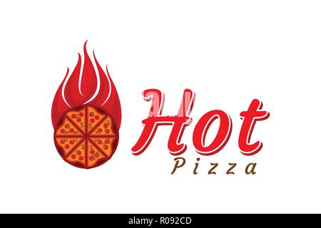 Hot Pizza Logo Designs Inspiration Isolated on White Background Stock Vector