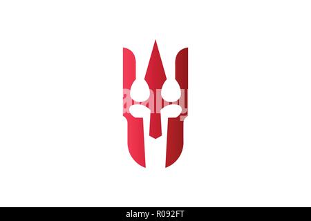 Red Spartan warrior Logo Designs Inspiration Isolated on White Background Stock Vector