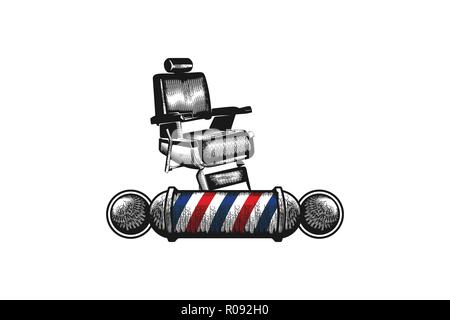 Chair, barber pole, Barber Shop Logo Designs Inspiration Isolated on White Background Stock Vector