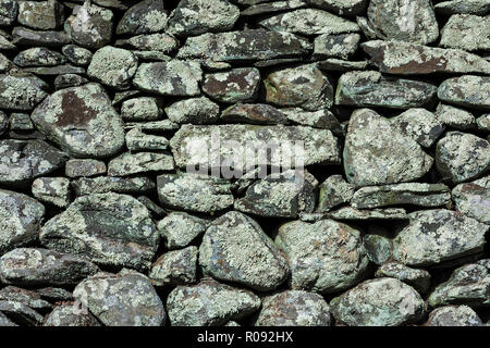Rustic fieldstone wall detail, Rhode Island, USA. Stock Photo