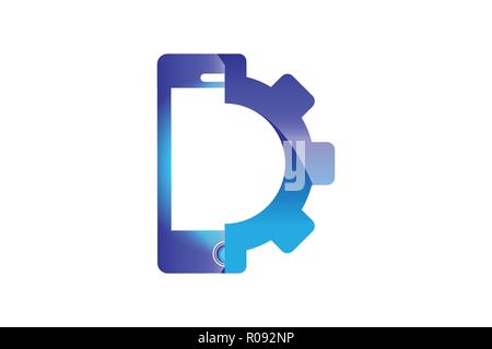 Phone and gear, Service phone Logo Designs Inspiration Isolated on White Background Stock Vector