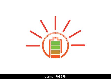 Battery Full, Solar Logo Designs Inspiration Isolated on White Background Stock Vector