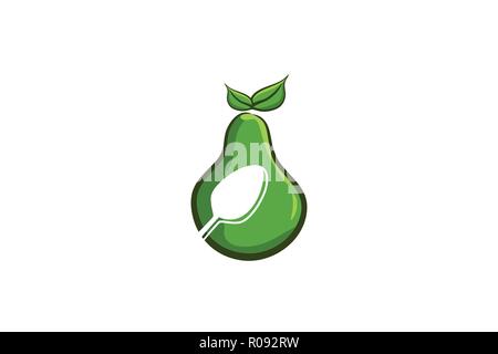 avocado and spoon, food healthy Logo Designs Inspiration Isolated on White Background Stock Vector