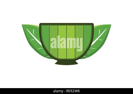 bowl, leaf. japanese food logo Designs Inspiration Isolated on White Background Stock Vector