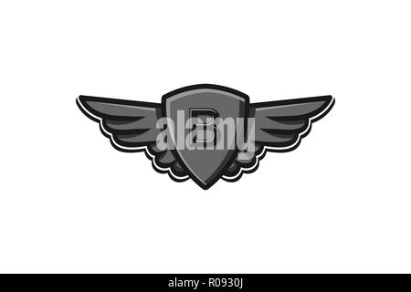Modern professional wings and shield initial B Designs Inspiration Isolated on White Background Stock Vector
