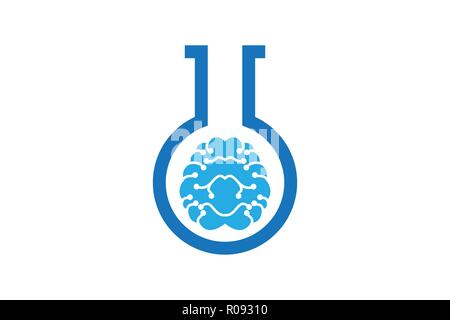 Brain Lab Logo Designs Inspiration Isolated on White Background Stock Vector