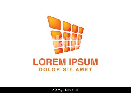 abstract orange solar panel logo Designs Inspiration Isolated on White Background Stock Vector