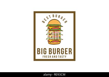 pile of burger, burger logo Designs Inspiration Isolated on White Background Stock Vector