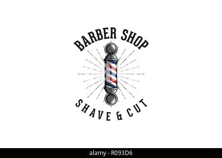 barber pole, vintage barber shop logo Designs Inspiration Isolated on White Background Stock Vector