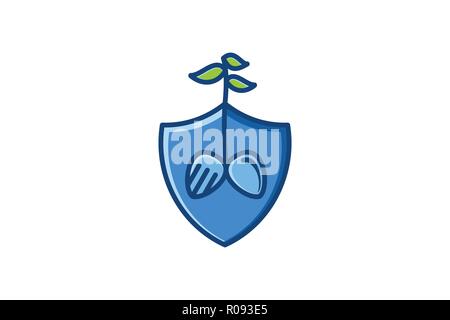 shield, tree protector logo Designs Inspiration Isolated on White Background Stock Vector