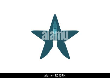 star, landing rocket, lab logo Designs Inspiration Isolated on White Background Stock Vector
