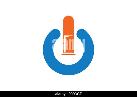 Letter O and I, door, button logo Designs Inspiration Isolated on White Background Stock Vector