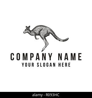 kangaroo logo hand drawn Stock Vector