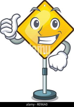 Thumbs up warning attention sign shaped character exclamation Stock Vector