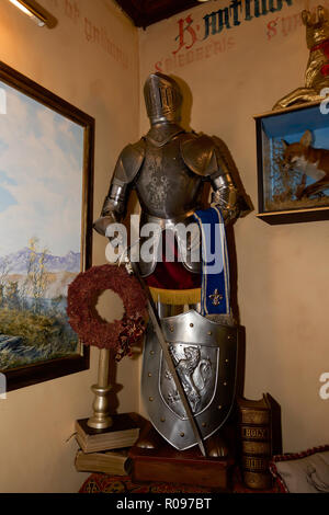 Suit of armour at The Hall at Abbey-Cwm-Hir Stock Photo