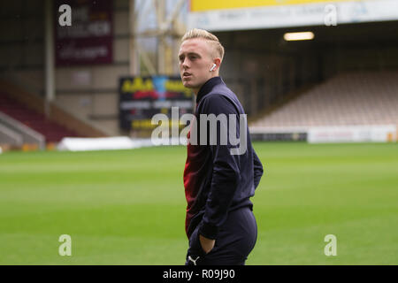 Fir Park, Motherwell, UK. 3rd Nov, 2018. Ladbrokes Premiership football, Motherwell versus Dundee; Calvin Miller of Dundee Credit: Action Plus Sports/Alamy Live News Stock Photo