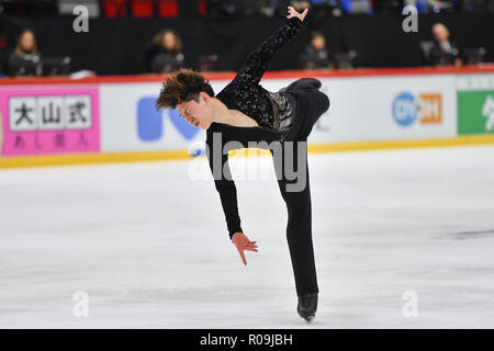 Helsinki, Finland. 03rd Nov, 2018. Keiji Tanaka (JPN) during in Men's Short Program of the ISU GP of Figure Skating Helsinki 2018 at Helsinki Ice Hall (Helsingin Jaahalli) on Saturday, 03 November 2018. HELSINKI . (Editorial use only, license required for commercial use. No use in betting, games or a single club/league/player publications.) Credit: Taka Wu/Alamy Live News Stock Photo