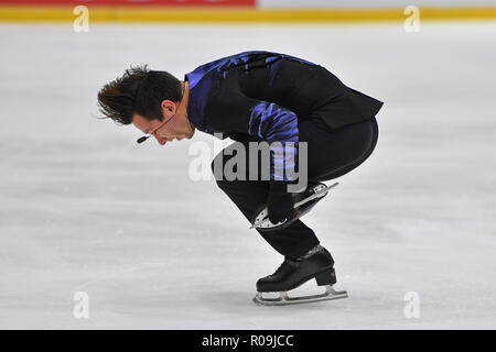 Helsinki, Finland. 03rd Nov, 2018. Alexei Bychenko (ISR) during in Men's Short Program of the ISU GP of Figure Skating Helsinki 2018 at Helsinki Ice Hall (Helsingin Jaahalli) on Saturday, 03 November 2018. HELSINKI . (Editorial use only, license required for commercial use. No use in betting, games or a single club/league/player publications.) Credit: Taka Wu/Alamy Live News Stock Photo