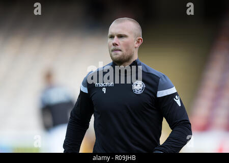 Fir Park, Motherwell, UK. 3rd Nov, 2018. Ladbrokes Premiership football, Motherwell versus Dundee; Curtis Main of Motherwell during the warm up Credit: Action Plus Sports/Alamy Live News Stock Photo