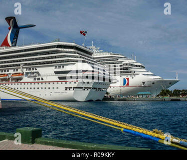 Nassau, New Providence, Bahamas. 16th Jan, 2009. A row of cruise ships docked in Nassau harbor, capital of the Bahamas, and a popular cruise-ship destination. Credit: Arnold Drapkin/ZUMA Wire/Alamy Live News Stock Photo