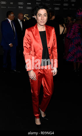 Berlin, Germany. 03rd Nov, 2018. Moderator Dunja Hayali comes to the 25th Opera Gala for the German Aids Foundation at the Deutsche Oper. Credit: Gregor Fischer/dpa/Alamy Live News Stock Photo