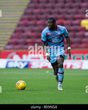 Fir Park, Motherwell, UK. 3rd Nov, 2018. Ladbrokes Premiership football, Motherwell versus Dundee; Genserix Kusunga of Dundee Credit: Action Plus Sports/Alamy Live News Stock Photo