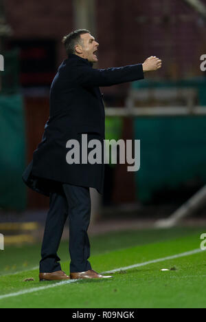 Fir Park, Motherwell, UK. 3rd Nov, 2018. Ladbrokes Premiership football, Motherwell versus Dundee; Dundee manager Jim McIntyre Credit: Action Plus Sports/Alamy Live News Stock Photo