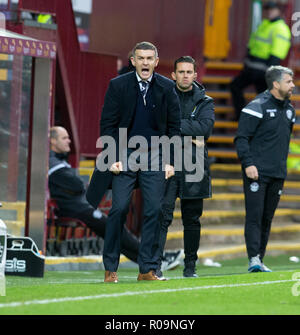 Fir Park, Motherwell, UK. 3rd Nov, 2018. Ladbrokes Premiership football, Motherwell versus Dundee; Dundee manager Jim McIntyre Credit: Action Plus Sports/Alamy Live News Stock Photo