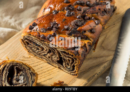 Sweet Homemade Chocolate Babka Bread Ready to Eat Stock Photo