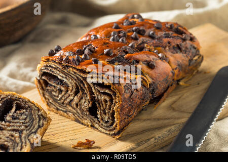Sweet Homemade Chocolate Babka Bread Ready to Eat Stock Photo