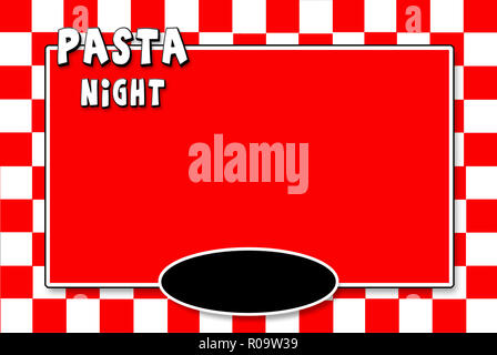 Assortment of Italian red and white checked background ideal for menus and signs.   Text on some, Pizza, Pasta Night, Menu, Italian Menu.  Graphic Stock Photo