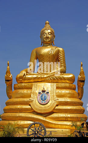 Golden Buddha statue next to Big Buddha on Phuket, Thailand