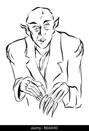 illustration of max shreck as count orlok in nosferatu Stock Photo