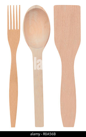 wooden Kitchen utensils isolated on white background Stock Photo - Alamy