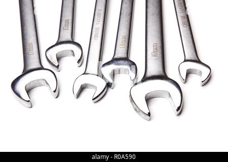 A set of spanners over white background Stock Photo