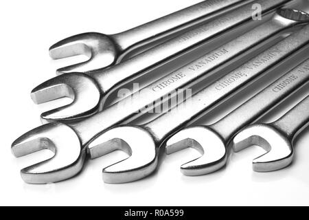 A set of spanners over white background Stock Photo