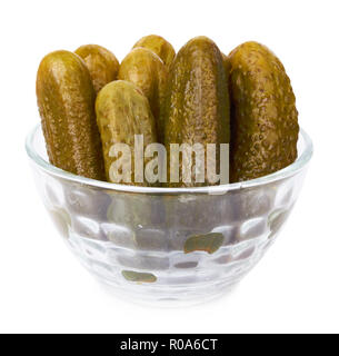 Bowl with marinated cucumbers on the white Stock Photo