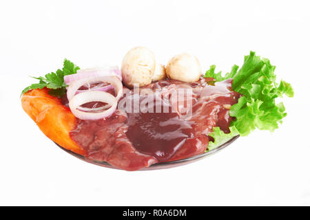 fresh and raw liver on white background Stock Photo