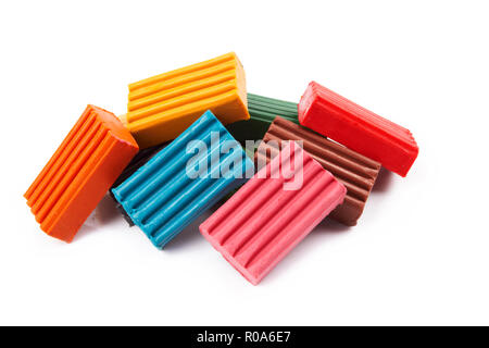 Children bright plasticine on white background Stock Photo