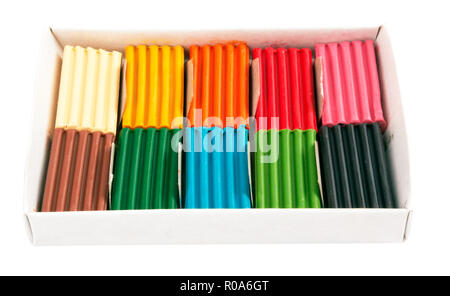 Children bright plasticine on white background Stock Photo