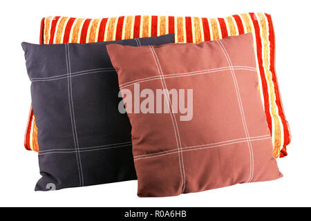 Three soft pillows isolated on white Stock Photo