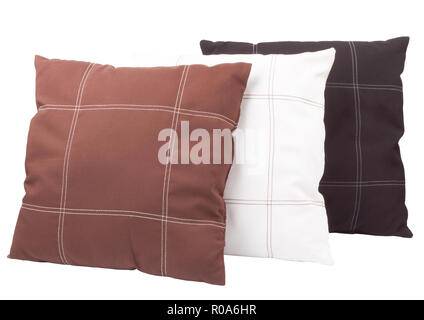 Three soft pillows isolated on white Stock Photo