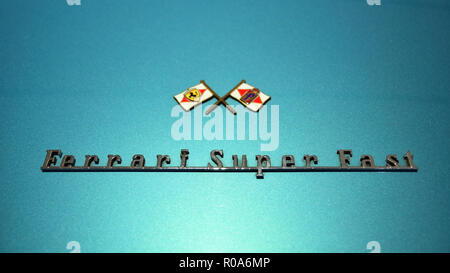 Ferrari 500 Superfast name plate Stock Photo