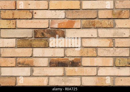 Faded brick wall background. Colored bricks facade. Stock Photo