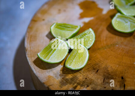 Lime on chopping block Stock Photo