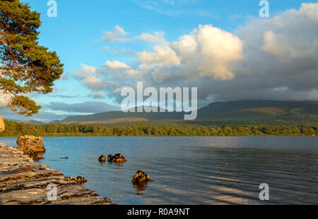 Stone dock of ancient McCarthy Mor castle at Lough Leane - Lake Leane - on the Ring of Kerry at Killarney Ireland Stock Photo
