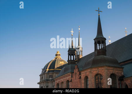 Exterior dome and spires of Riddarholmskyrkan (Riddarholmen Church), resting place of Swedish Monarchs, Gamla Stan, Stockholm, Sweden. Stock Photo