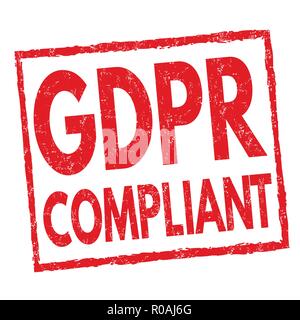GDPR compliant sign or stamp on white background, vector illustration Stock Vector
